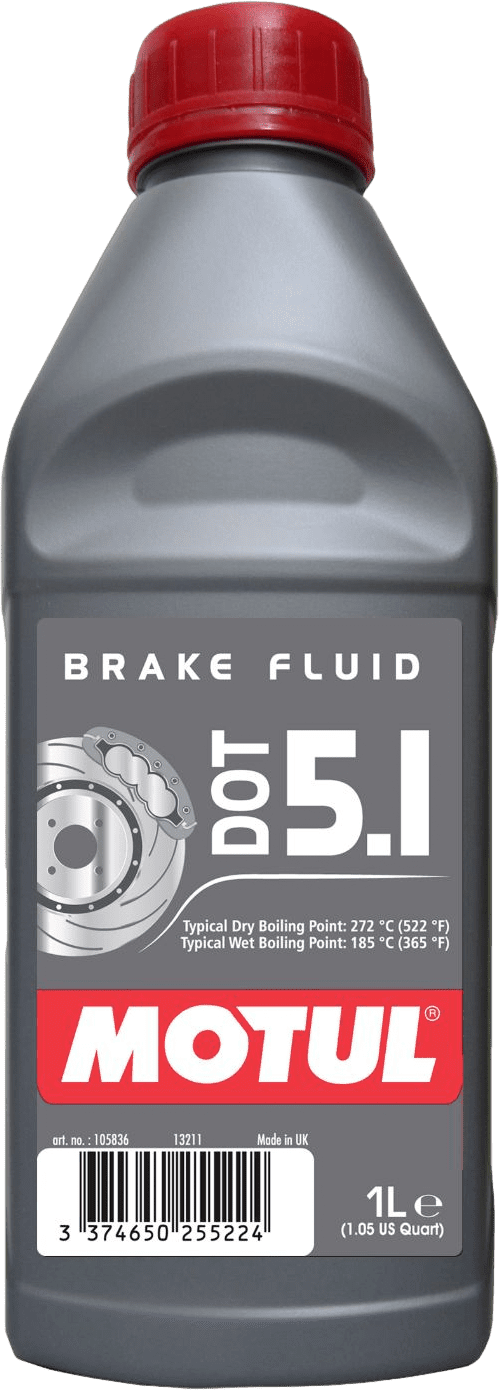 105836-1 100% Synthetic brake fluid on polyglycol basis for all types of hydraulic actuated brake and clutch systems in accordance with DOT 5.1, DOT 4 and DOT 3 manufacturers’ recommendations.