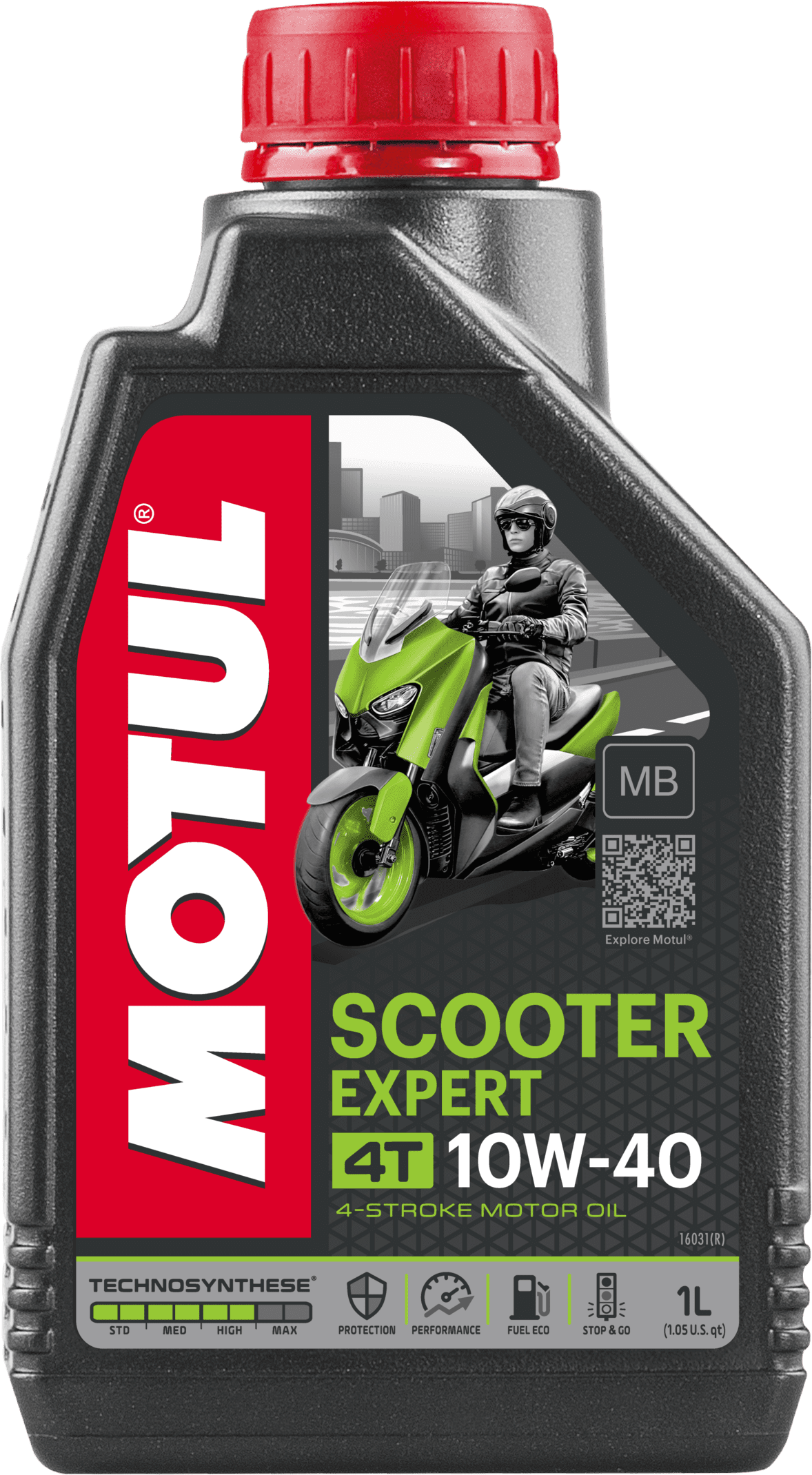 105935-1 Synthetic Technosynthese® lubricant designed to meet today’s 4-Stroke scooter specifcations where a 10W40 viscosity grade and the JASO MB specification are required.