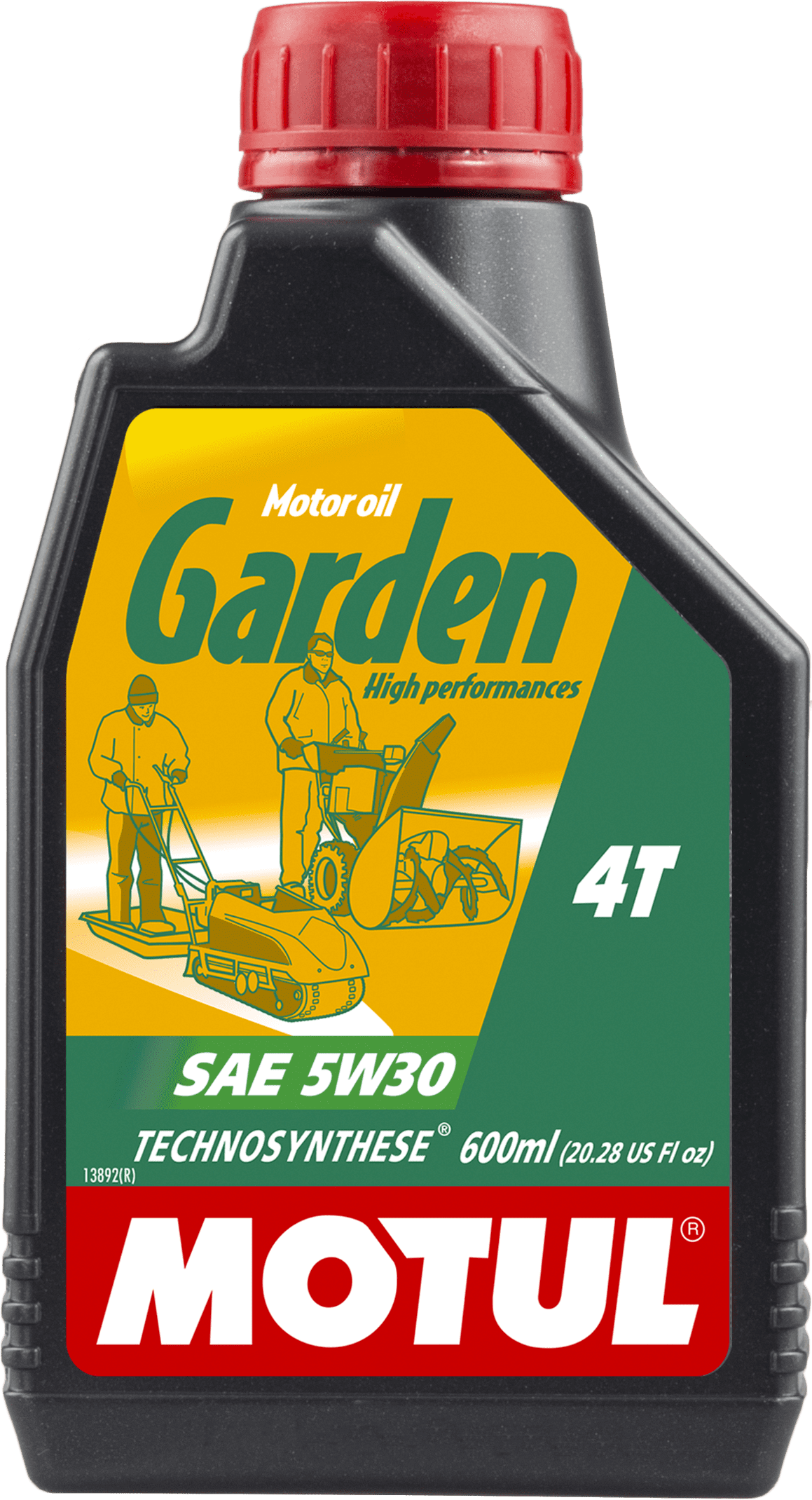 106989-600ML High-performance engine oil based on MOTUL Technosynthese® for garden machinery such as lawnmowers, ride-on mowers, motorhoes or snowploughs.