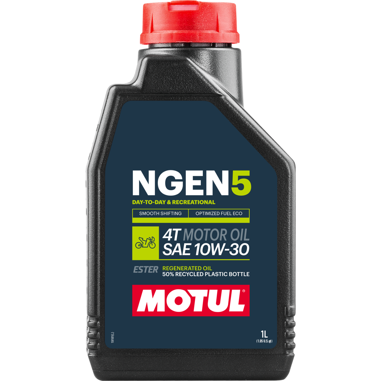 111817-1 MOTUL NGEN 5 10W-30 4T is an innovative, sustainable motor oil based on a combination of finest base oils and additives blended with synthetic esters and high quality regenerated oils.