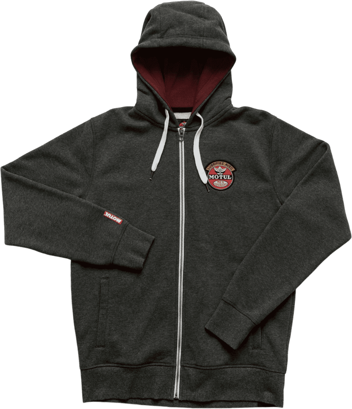 207972 MOTUL hoodie sweatshirt with zipped front featuring the MOTUL logo embroidered on the front whilst the sleeves feature tiny labels.